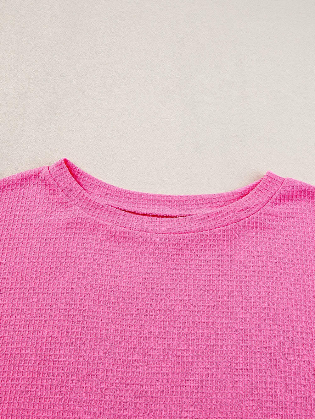 Rose Red Solid Waffle Knit Plus Size Two Piece Set