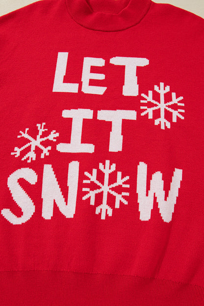 Red Dahlia LET IT SNOW Graphic Christmas Holiday Loose Sweater