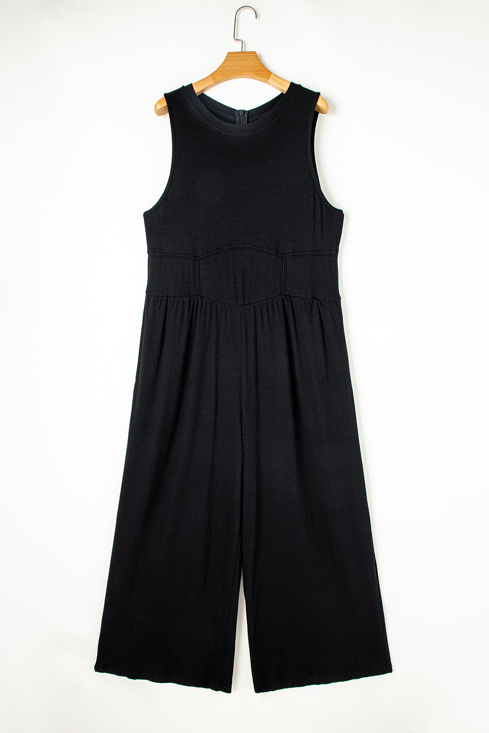 Chic Black Wide Leg Jumpsuit with Cinched Waist