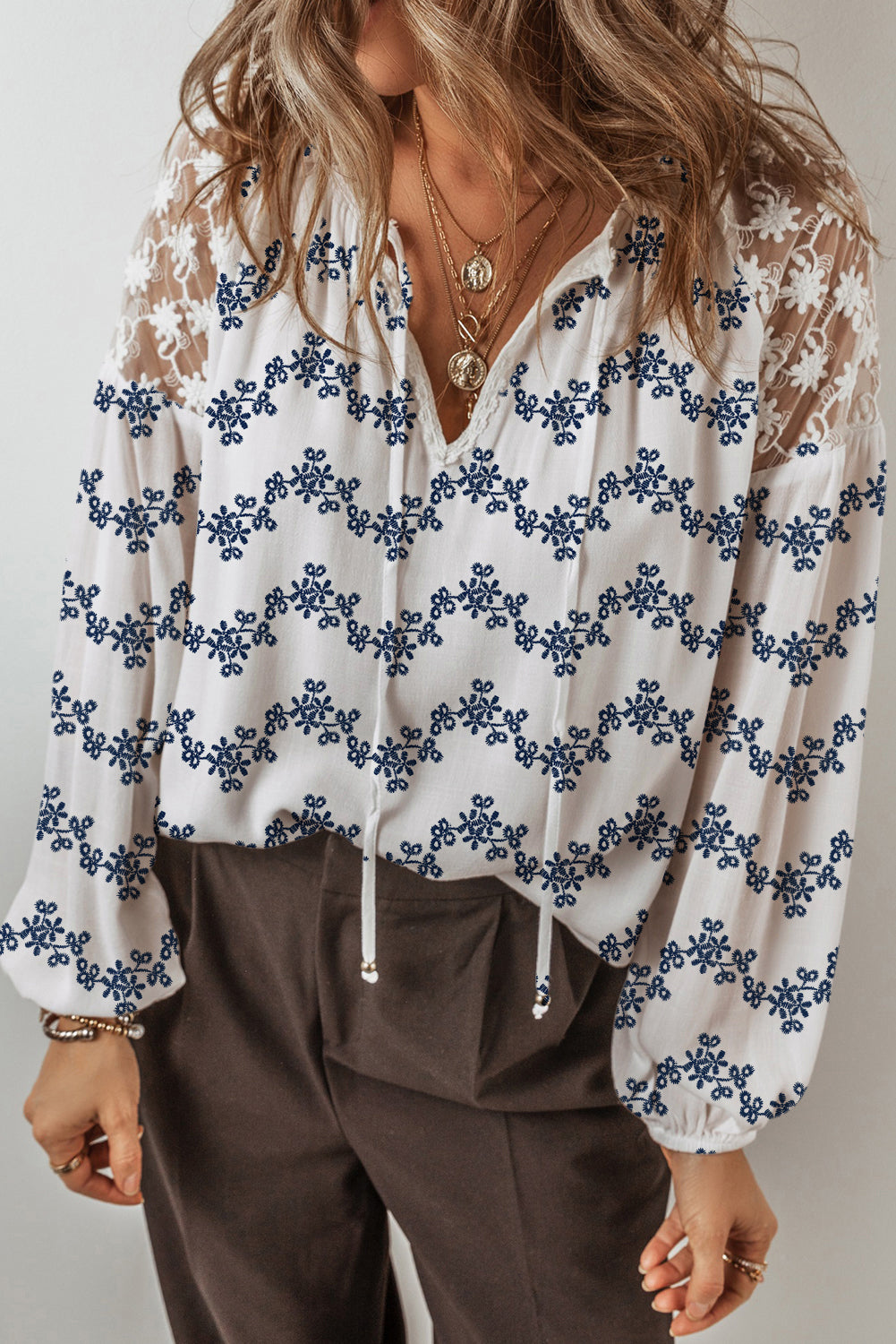 lace patchwork blouse