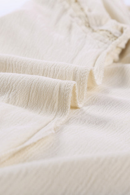 Apricot Crochet Eyelet Short Sleeve Top with Lace Detail