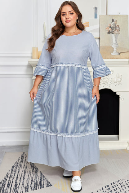 plus size striped long dress