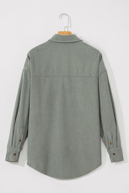 Gray Corduroy Button Pocket Shirt