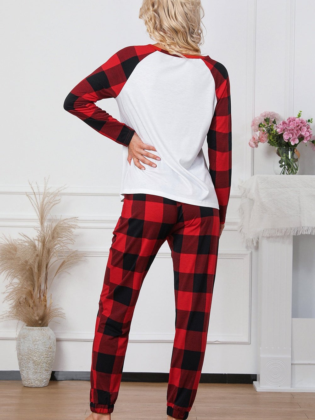 Festive Red Tartan Christmas Graphic Lounge Set