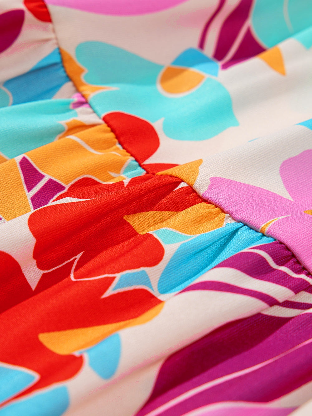 Multicolour Floral Tiered V Neck Plus Dress