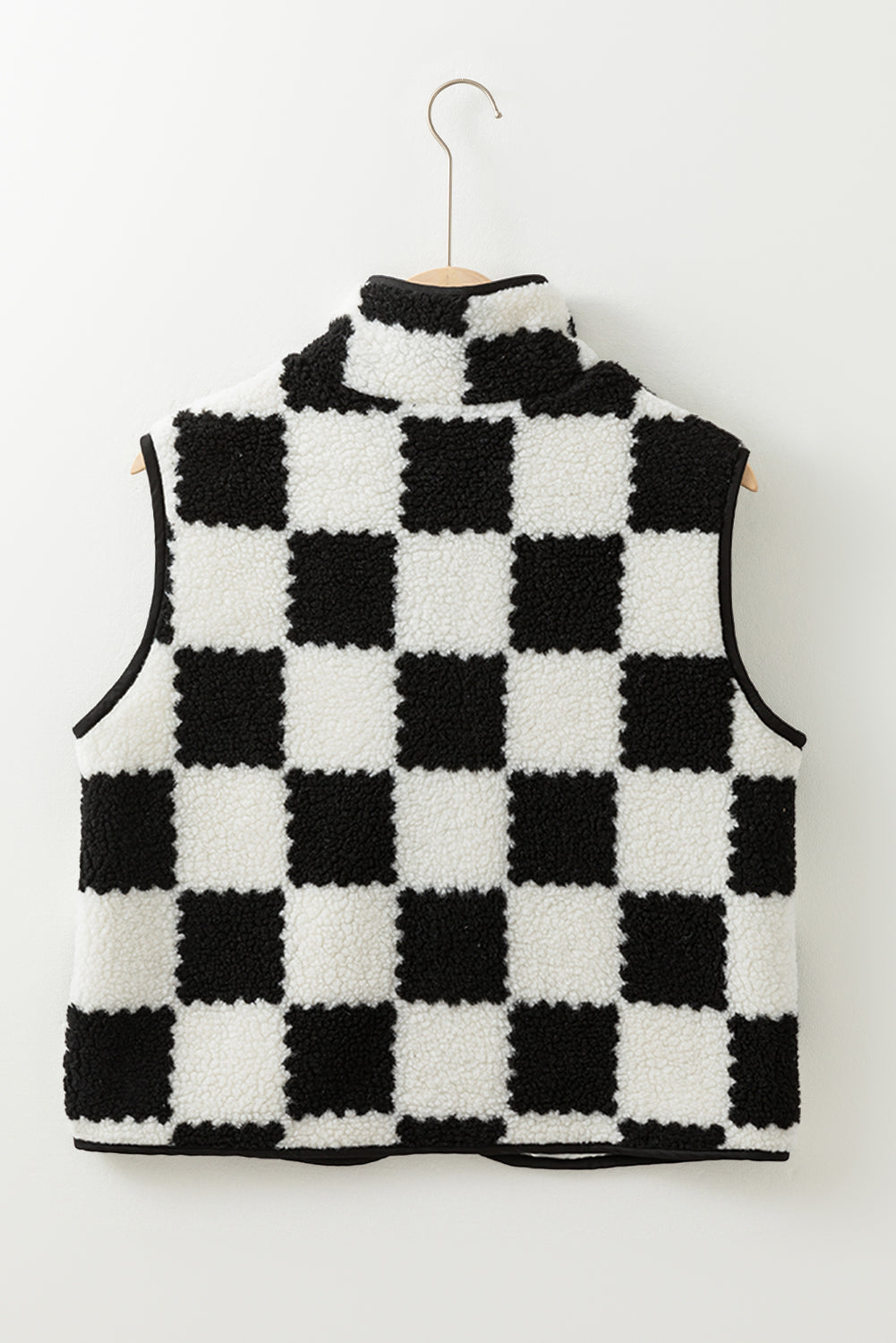 checkered sherpa vest
