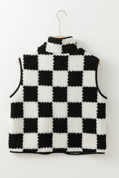 checkered sherpa vest