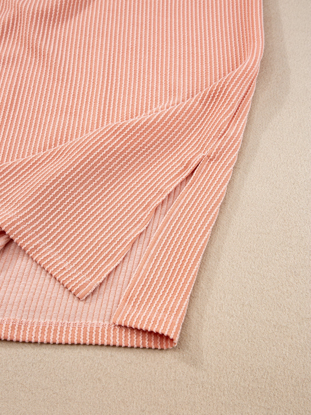 Rose Pink Plus Size Ribbed Colorblock T-shirt