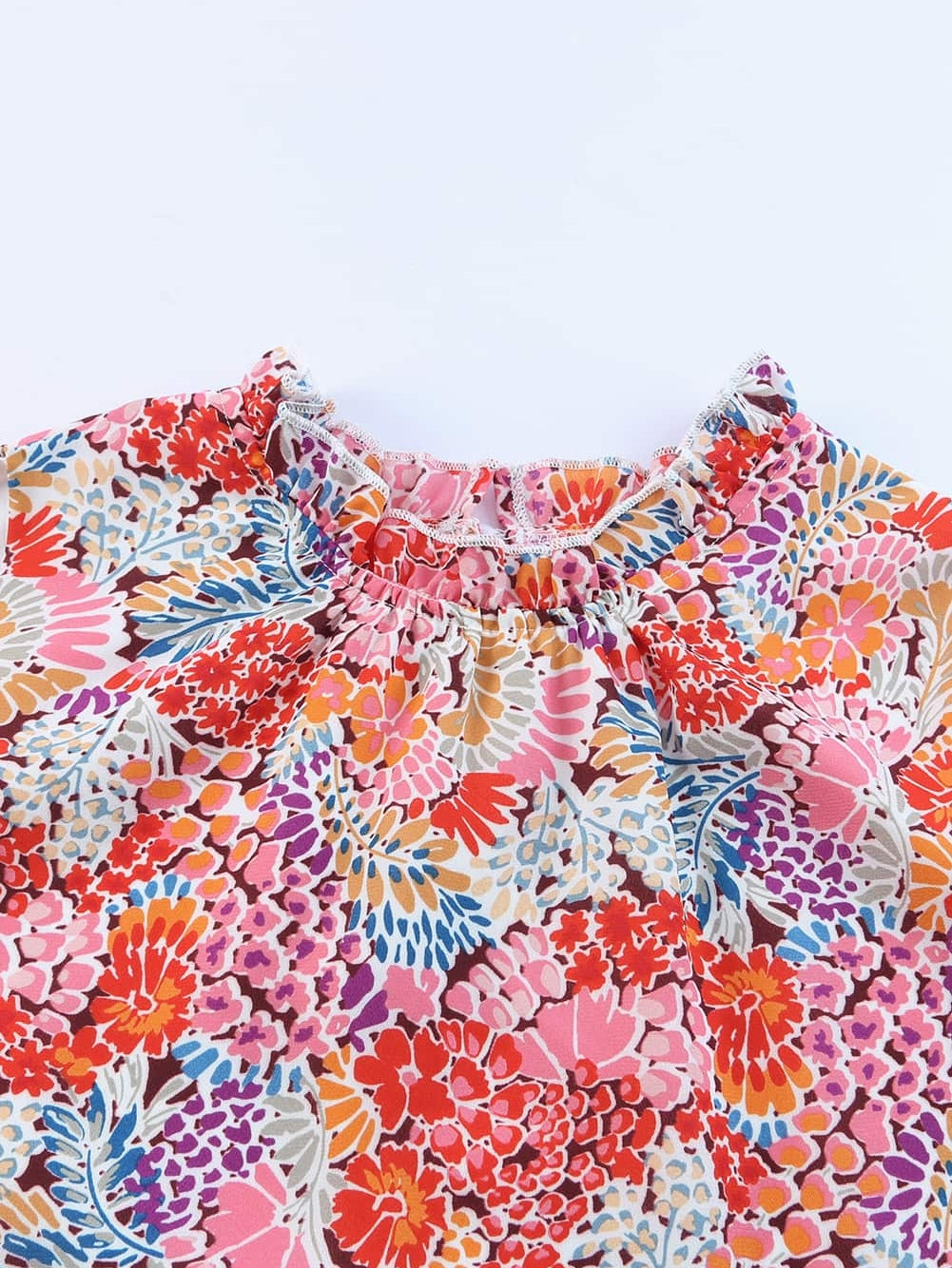 Floral Pink Sleeveless Ruffle Tank Top