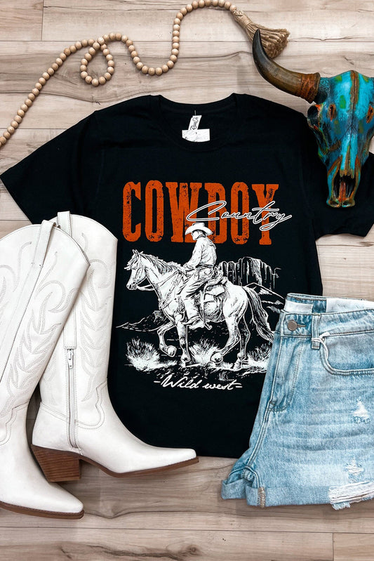 Embrace Your Inner Cowboy Western Graphic Tee with Short Sleeves