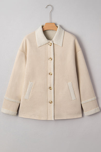 Parchment Suede Sherpa Lined Western Loose Jacket