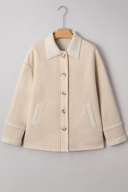 Parchment Suede Sherpa Lined Western Loose Jacket
