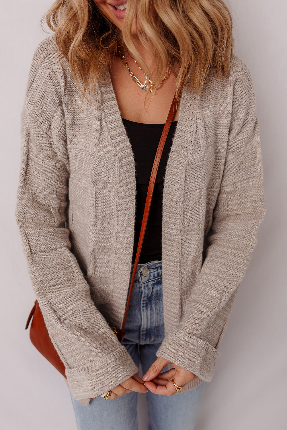 textured knit cardigan