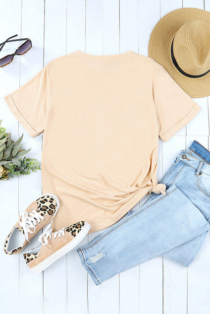 Khaki Corn Print Crop Top Tee