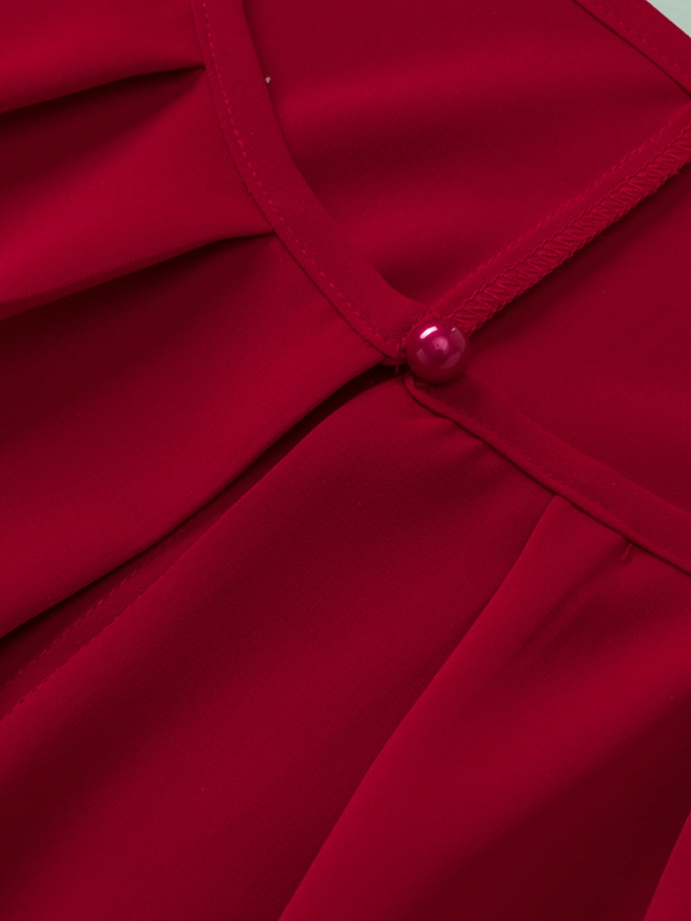 Red Dahlia Keyhole Pleated Crew Neck Plus Size T Shirt