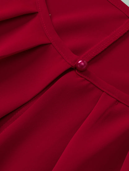 Red Dahlia Keyhole Pleated Crew Neck Plus Size T Shirt