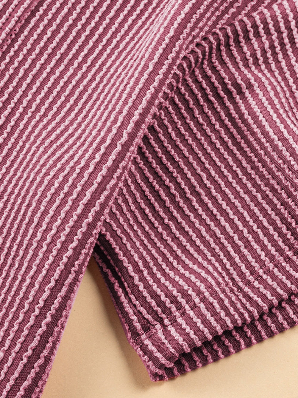 Rose Pink Textured V-Neck Dropped Shoulder Plus T-Shirt