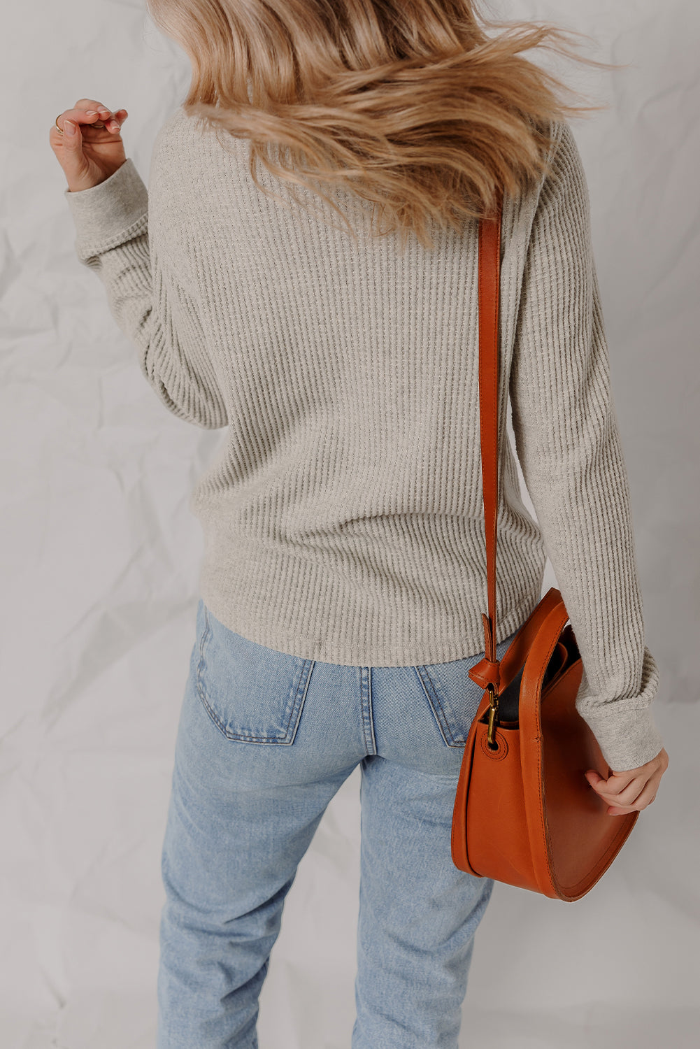 Light Grey Waffle Textured Chest Pocket Chic Shacket