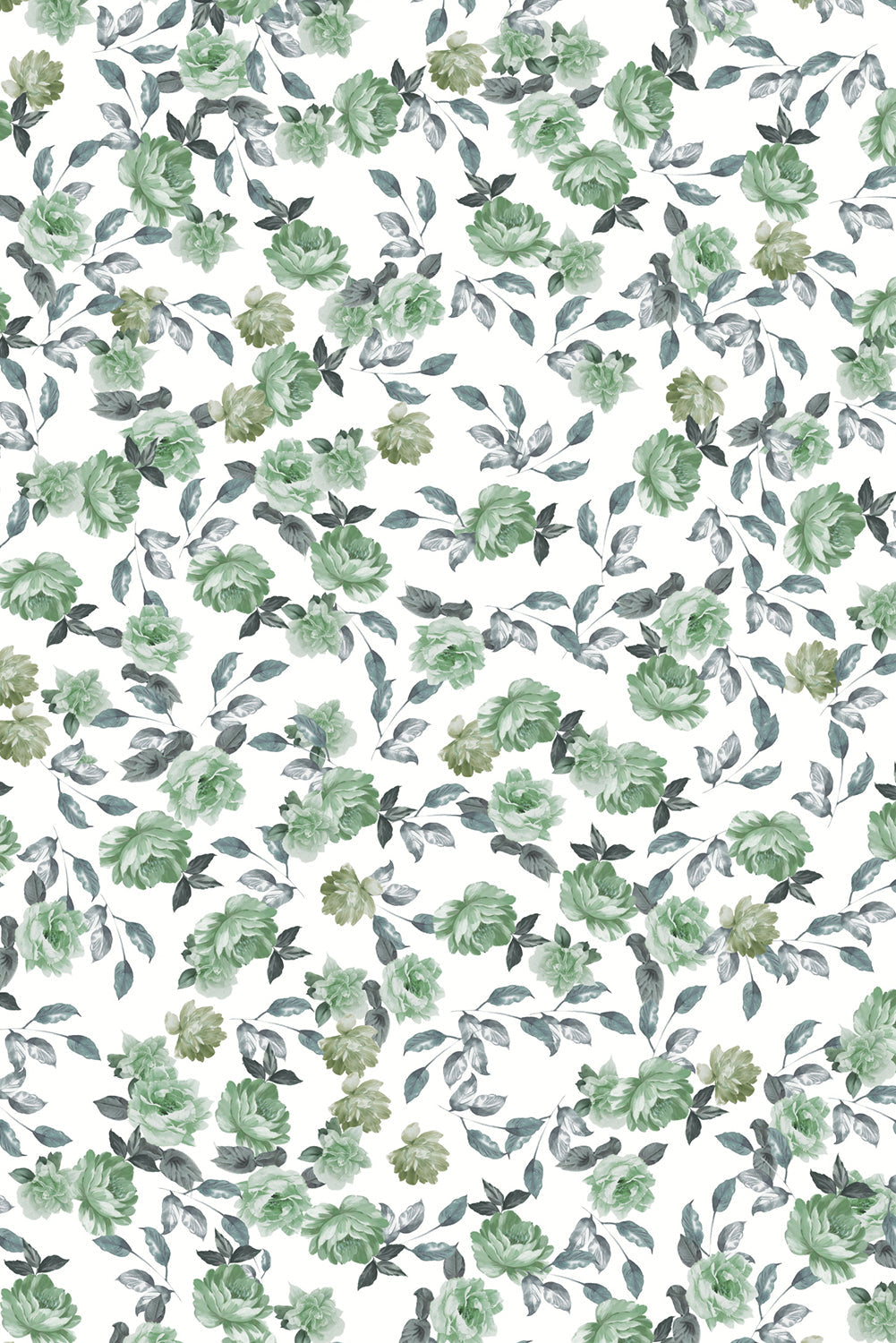 Green Raw Seam Floral Color Block Patchwork Crinkled Wide Leg Pants