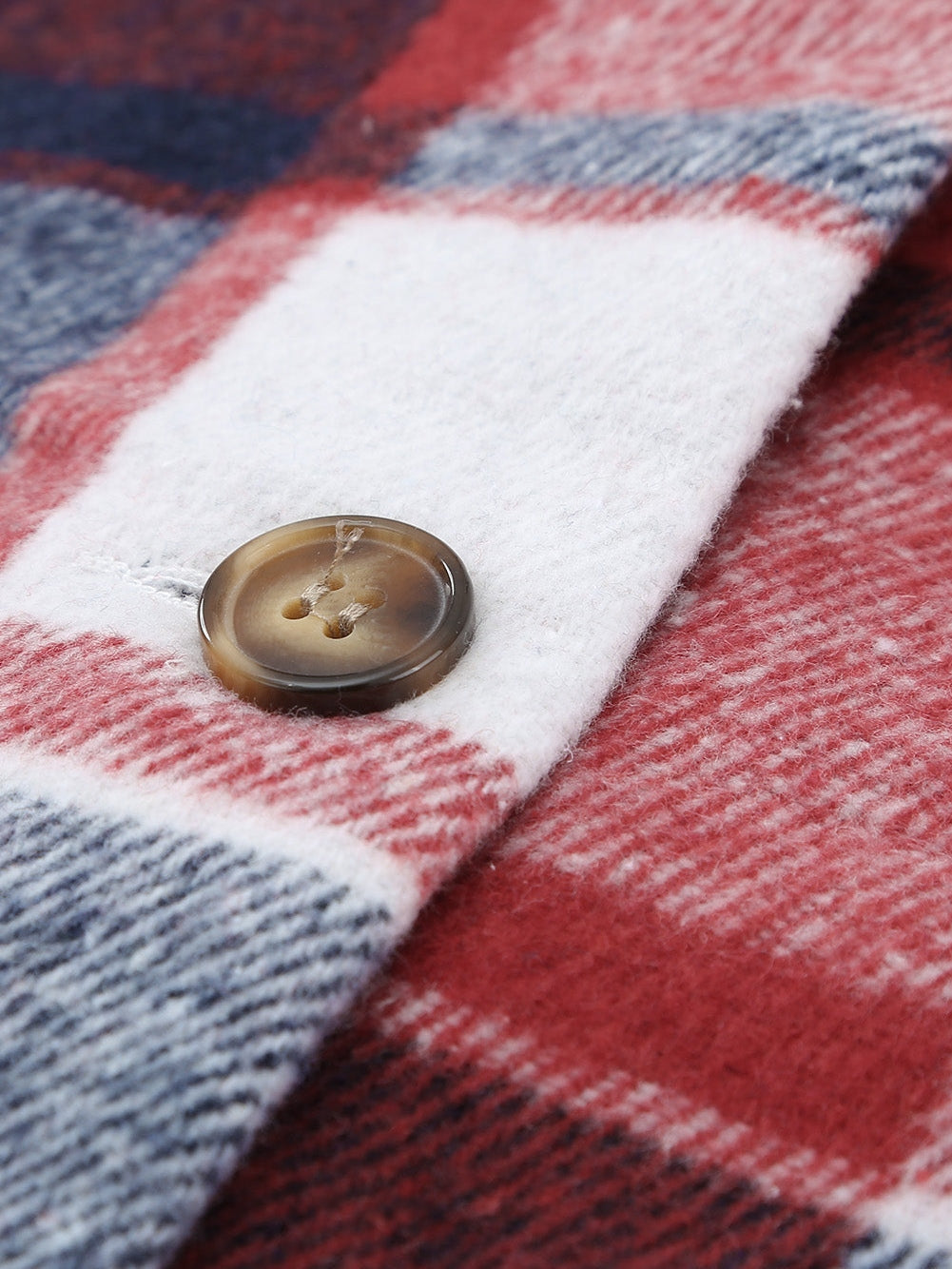 Fiery Orange Plaid Print Button-Up Shirt Jacket