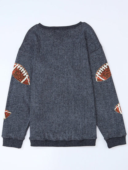 Gray Corduroy Sequin Rugby Shift Sweatshirt