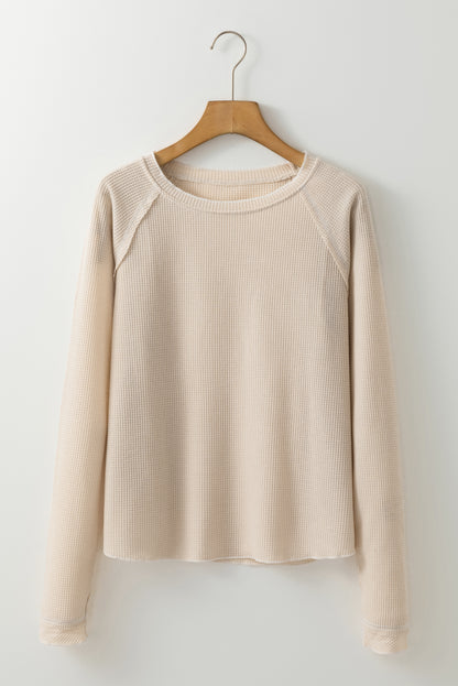 textured knit long sleeve top