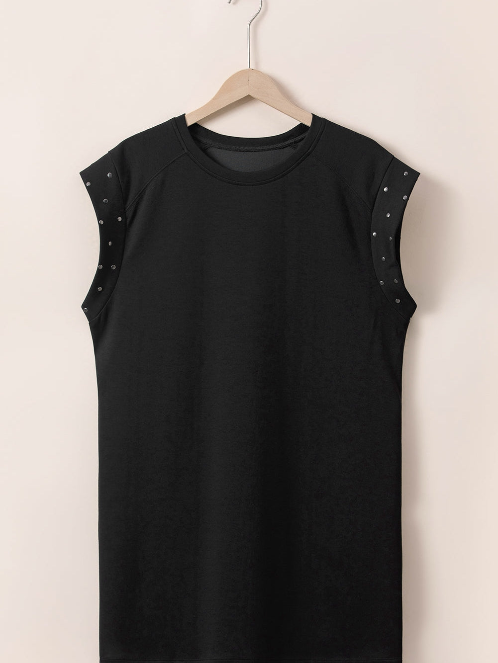 Black Studded Cap Sleeve Plus Size T-shirt Dress
