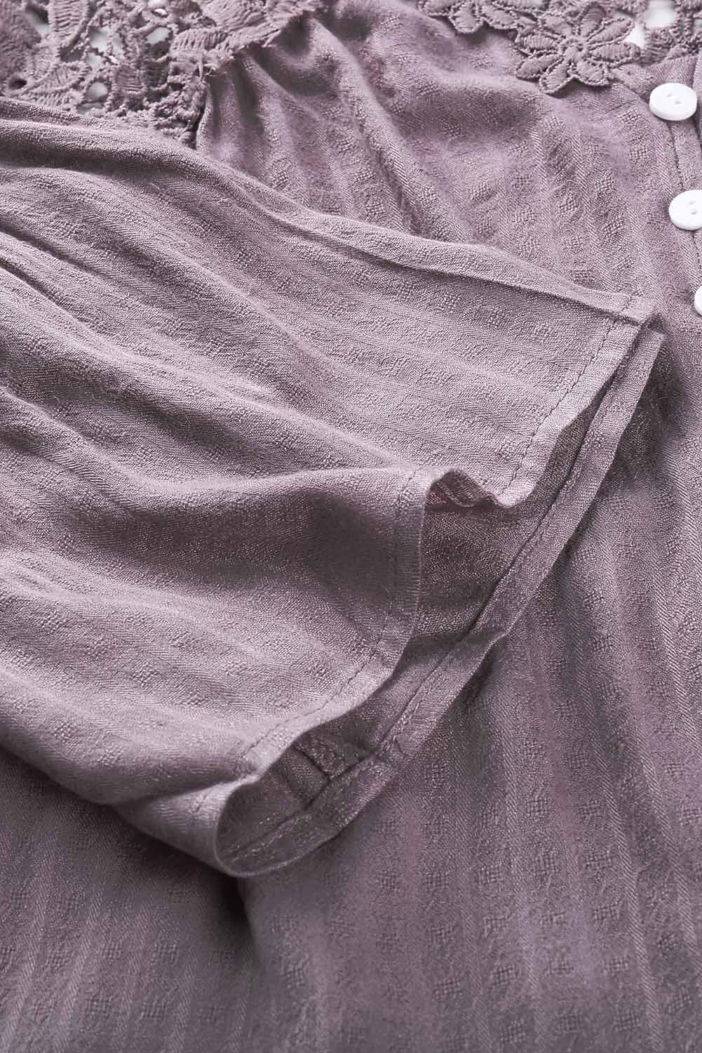 Purple Crochet Lace Button Top