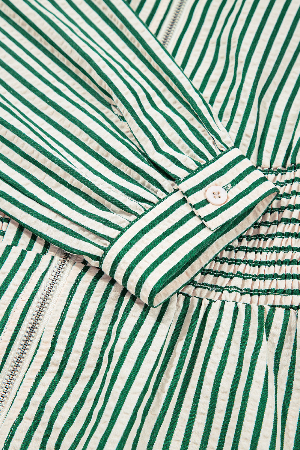 green stripe midi dress