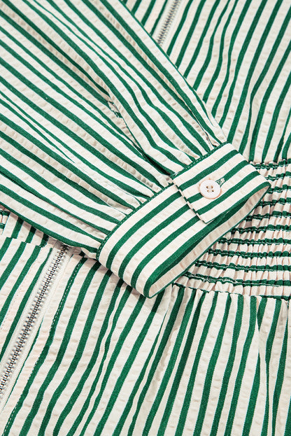 green stripe midi dress