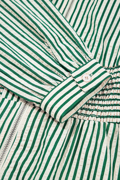 green stripe midi dress