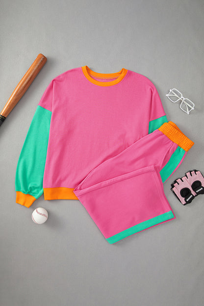 color block sweatpant set