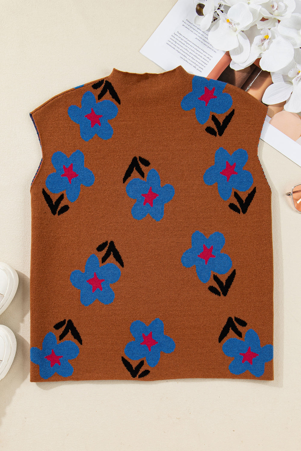 floral sweater vest
