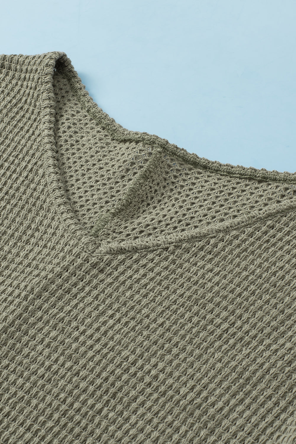 Jungle Green Oversized V-Neck Waffle Knit Dolman Top