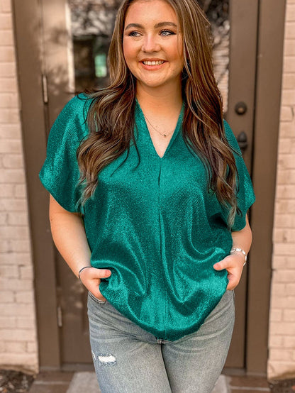 Glimmering Skobeloff V Neck Plus Size T-Shirt