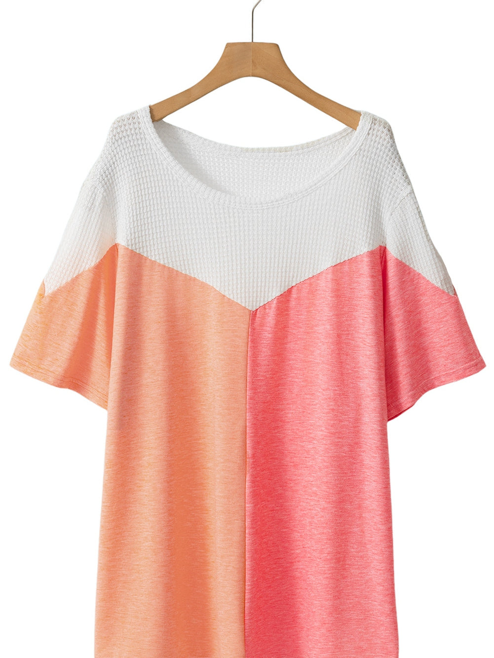 Colorblock Waffle Knit Tee for Plus Size Women