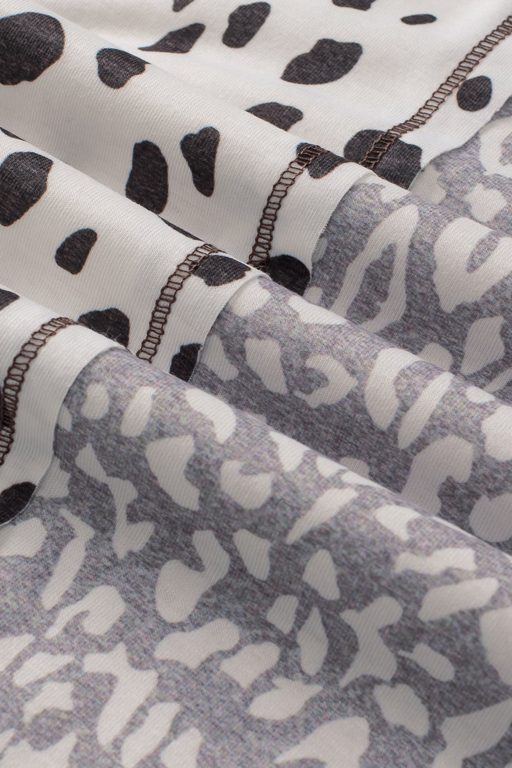 Leopard Print Colorblock V Neck Khaki Plus Size Tunic