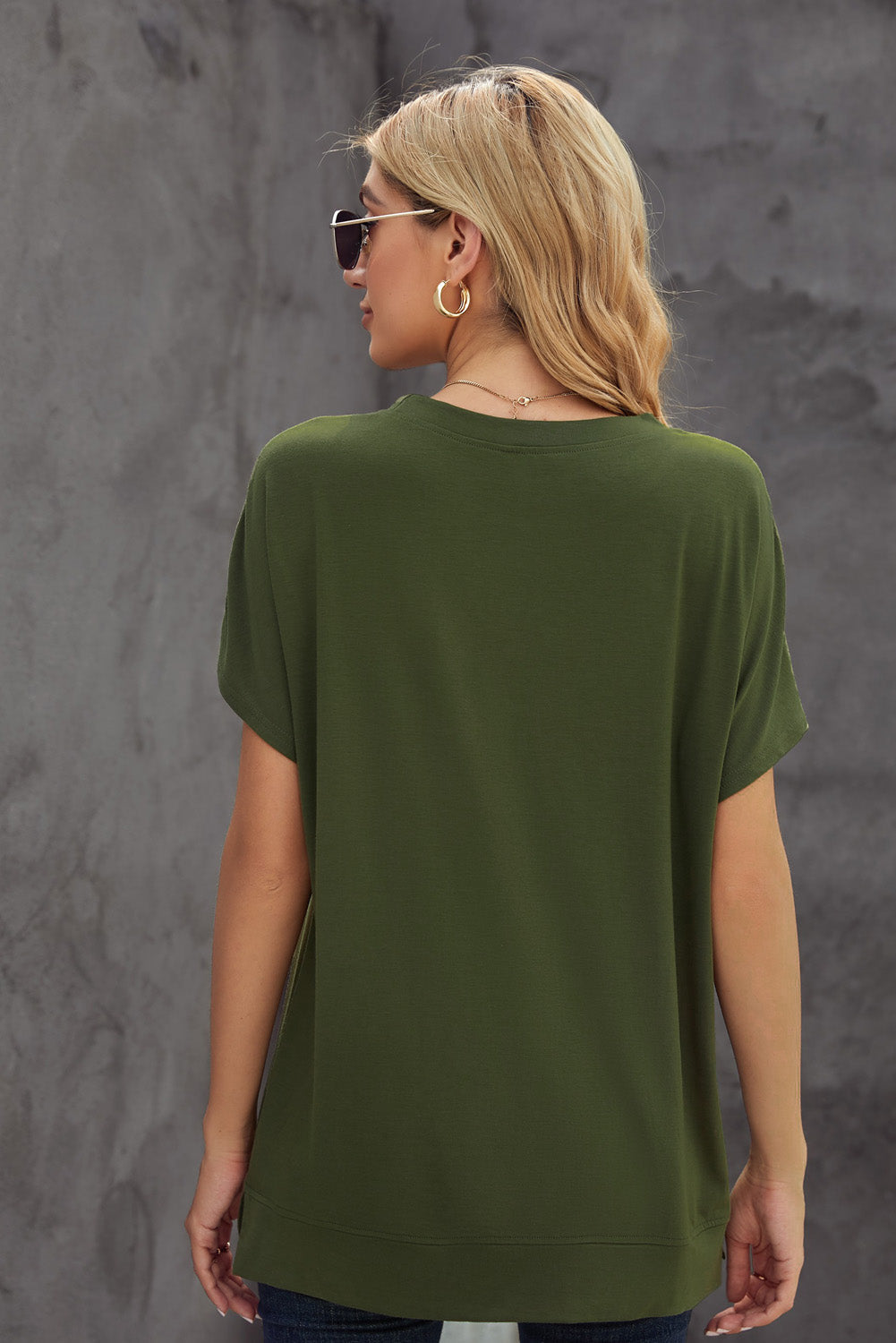 Green Basic Round Neck Short Sleeve T-Shirt