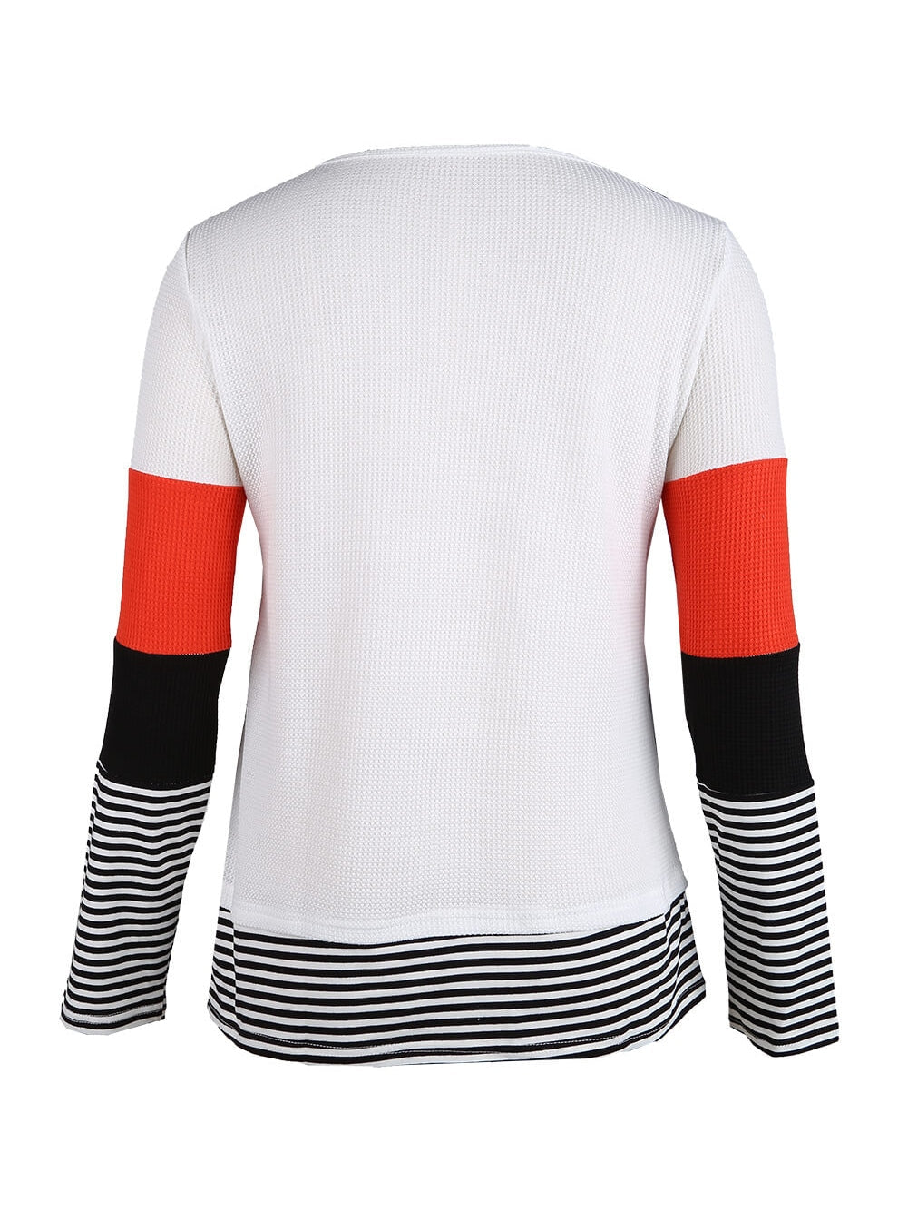 Fashionable Striped Colorblock Top with Long Sleeves