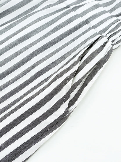 Check Print Buttons Lace-Up Shirt Dress