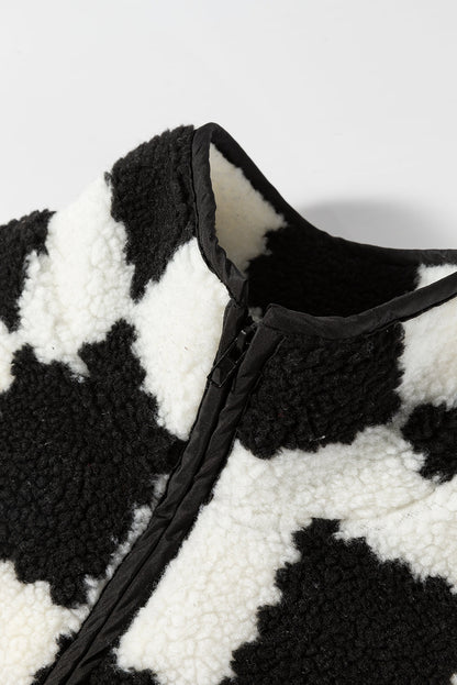 checkered sherpa vest