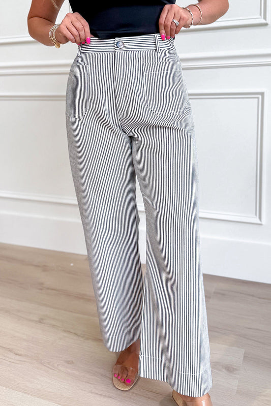 Black Stripe Patch Pocket Shift Pants