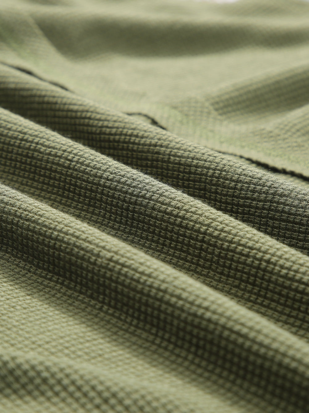 Green Plaid Bubble Sleeve Waffle Knit Patchwork Top