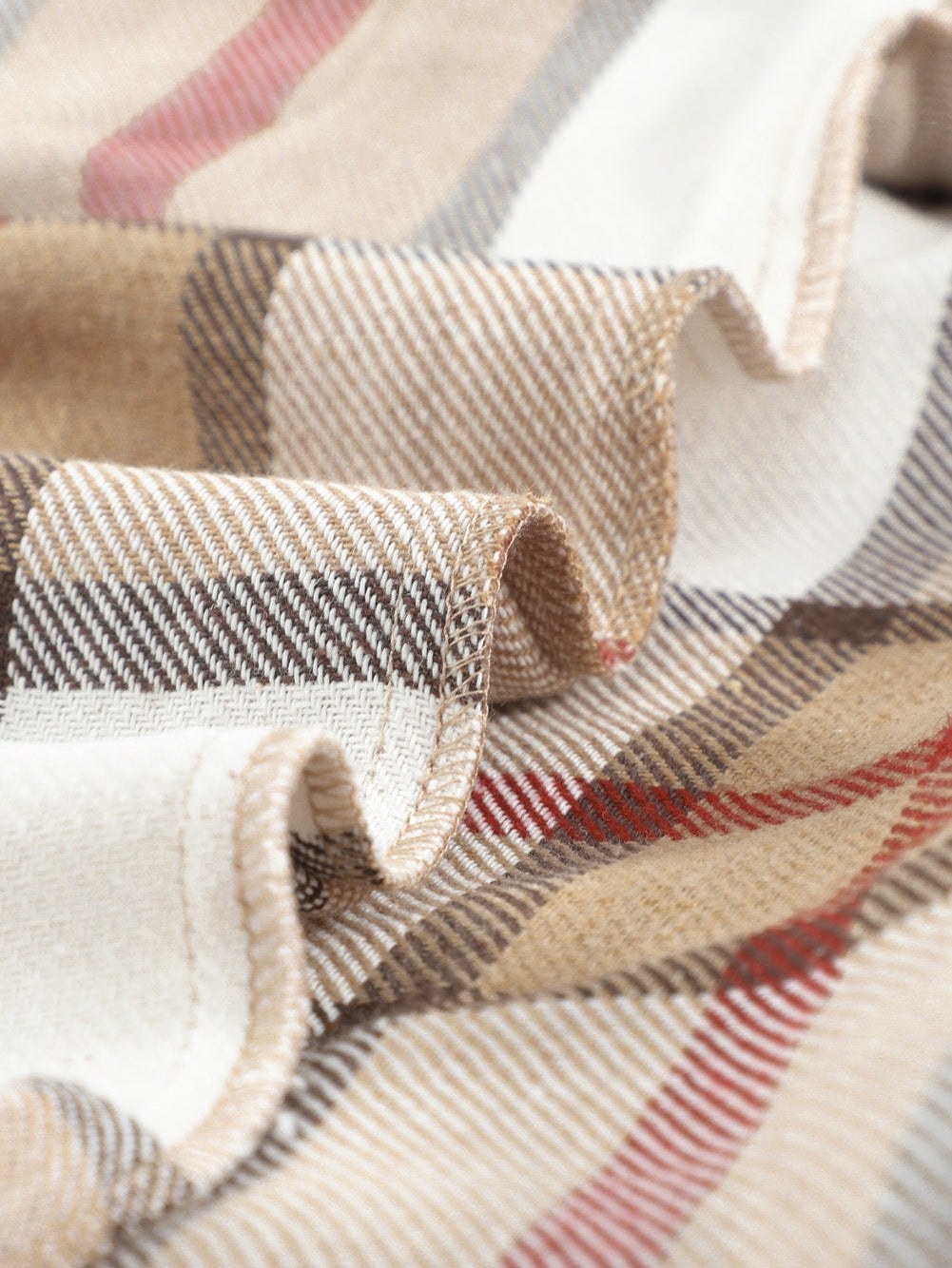 Khaki Plaid Print Sheath Button-Up Coat with Pockets