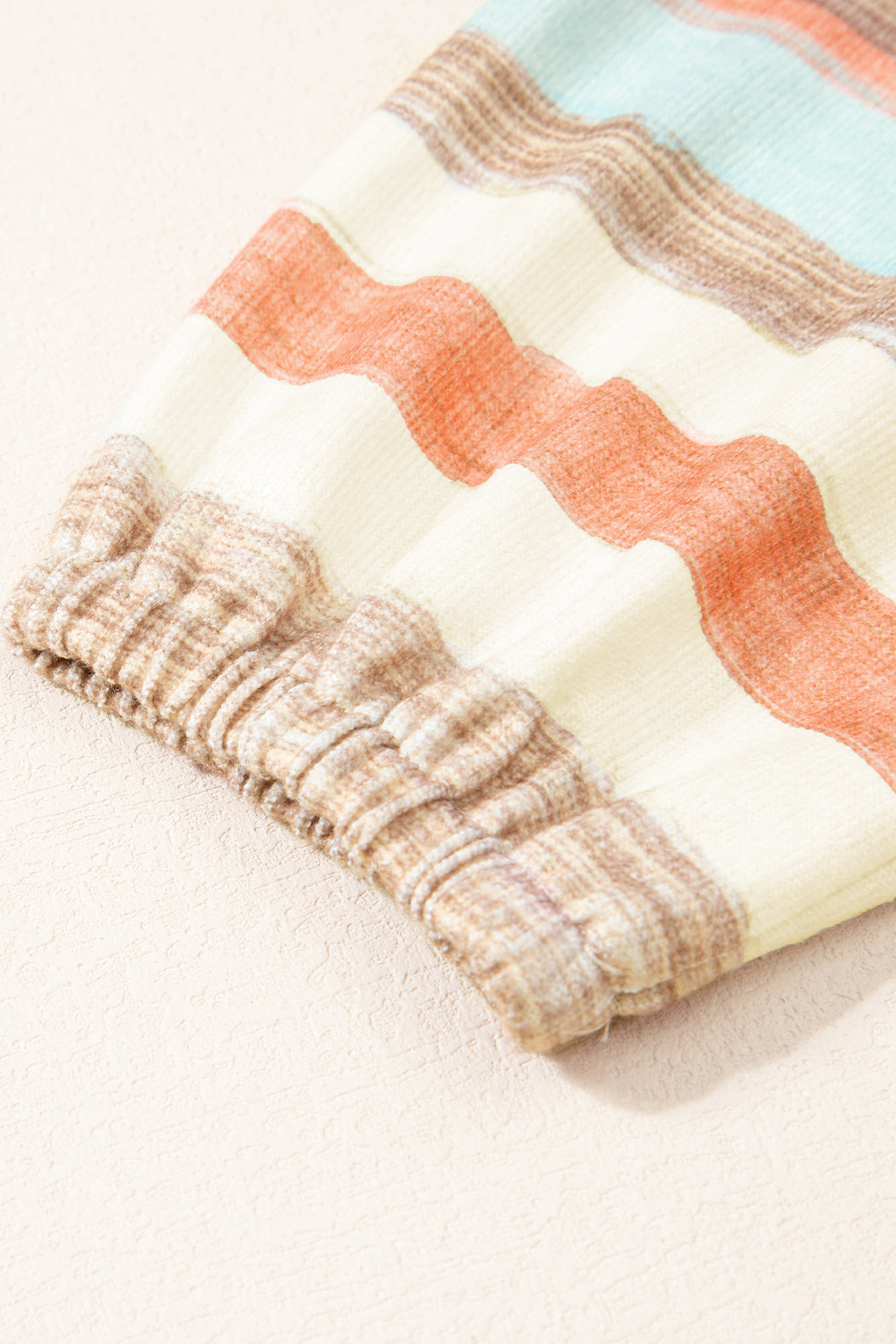 Khaki Leopard Serape Patchwork Stitched Pullover Blouse