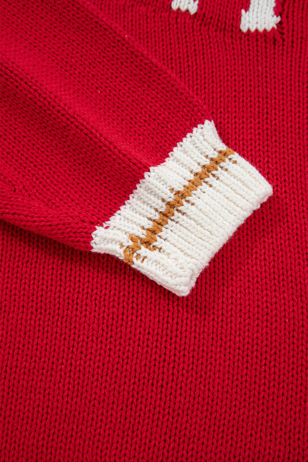 Fiery Red MERRY Color Block Edge Drop Shoulder Cozy Sweater