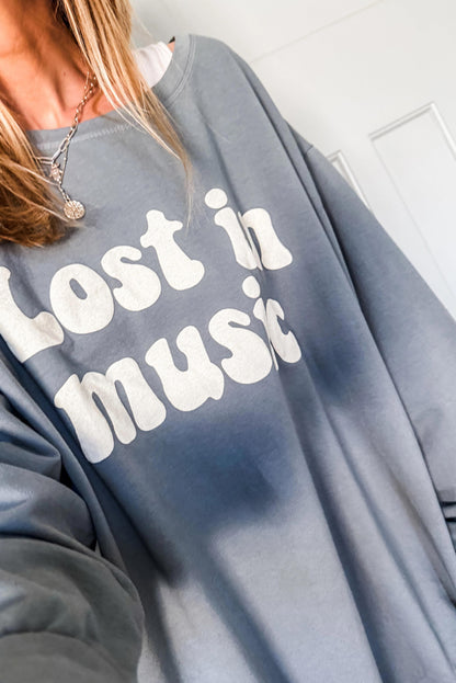 Medium Grey Lost In Music Oversized Sweatshirt