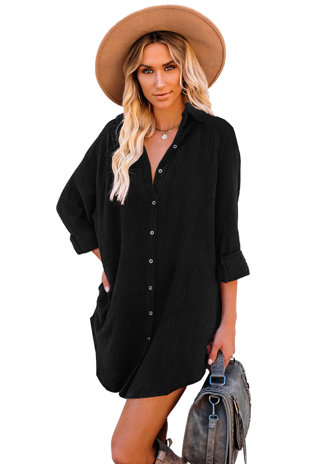 black corduroy dress
