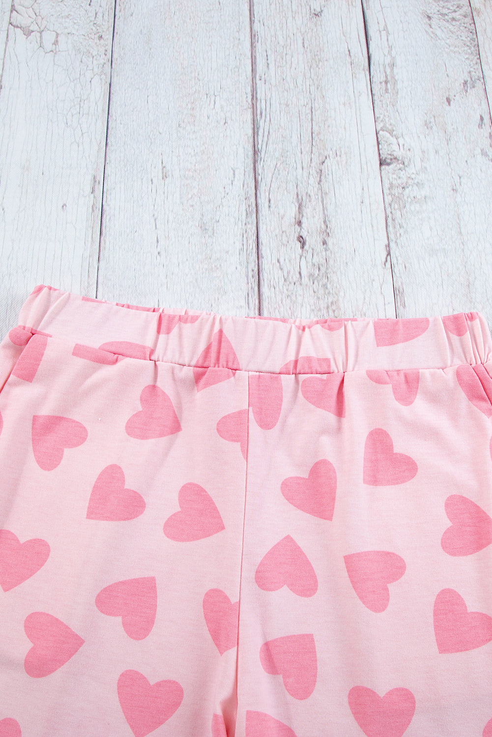 Heartfelt Pink Valentine's Day Lounge Set with Heart Print Top and Shorts