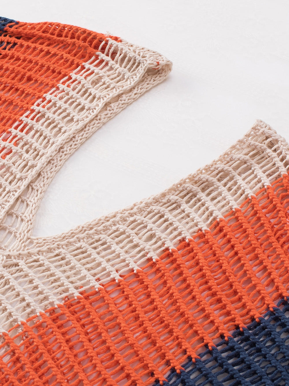 Beach Ready Striped Crochet Tassel Cover Up Dress